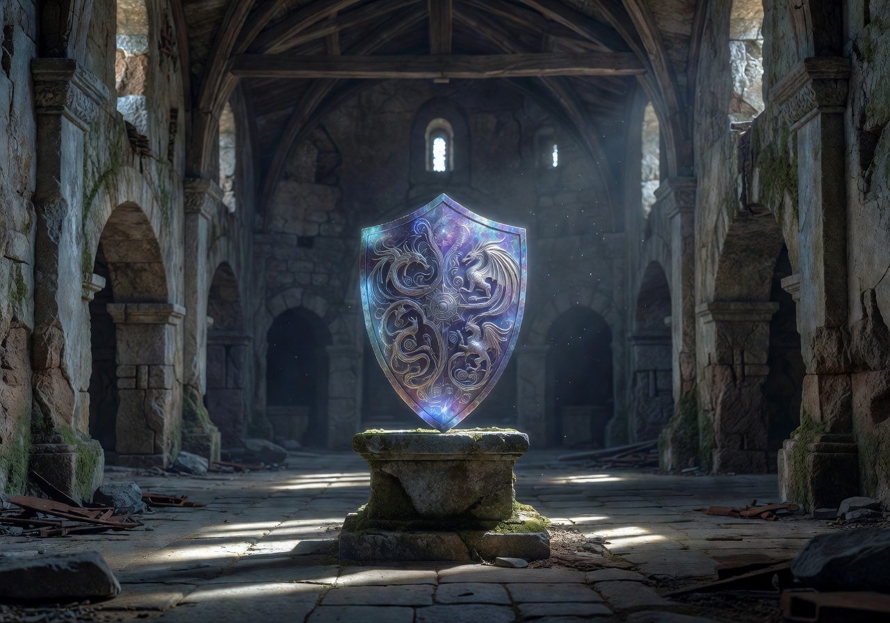 Glowing Mythical Shield Relic in the Fortress